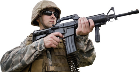Military soldier steady to shoot 
