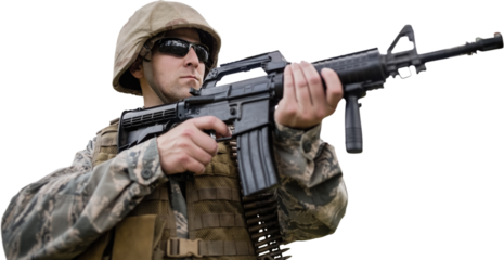 Military soldier steady to shoot 