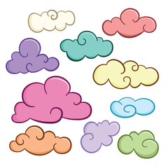 Set of clouds on a blue background