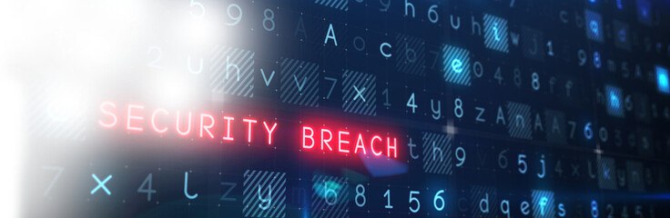 Digital image of security breach text screen