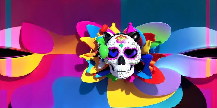 Photo of a colorful decorated skull