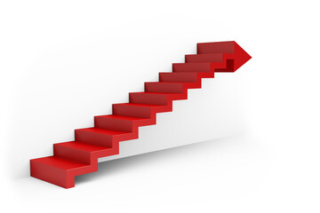 Computer graphic image of red steps and staircase