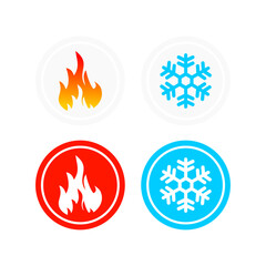 fire and snow or hot and cold design logo template illustration