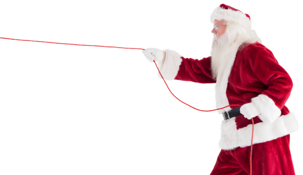 Santa pulls something with a rope - Powered by Adobe