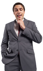 Thoughtful businessman with hand on chin