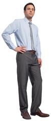 Serious businessman with hand on hip