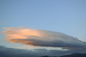 Panorama with mountains and clouds in the sky 