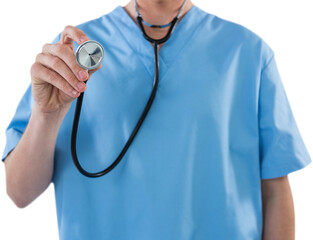 Nurse holding stethoscope