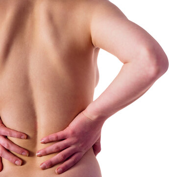 Fototapeta Nude woman with a back injury