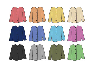 カーディガンのイラストセット