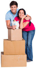 Fototapeta na wymiar Young couple with moving boxes