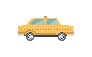 Yellow taxi over white background