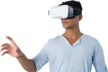 Man using virtual reality headset