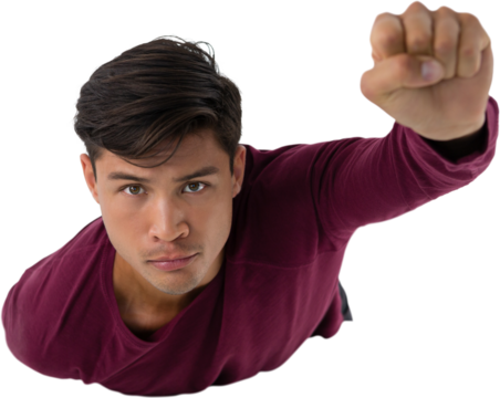 Portrait of businessman imitating as super heroes