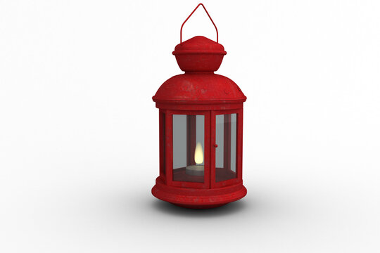 Red lantern on white background