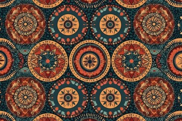 vibrant abstract pattern featuring circles and stars. Generative AI