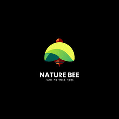 Vector Logo Illustration Nature Bee Gradient Colorful Logo.