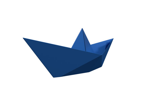 Origami blue paper boat