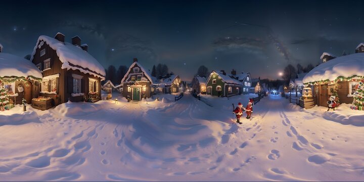 Photo of a snowy Christmas village scene