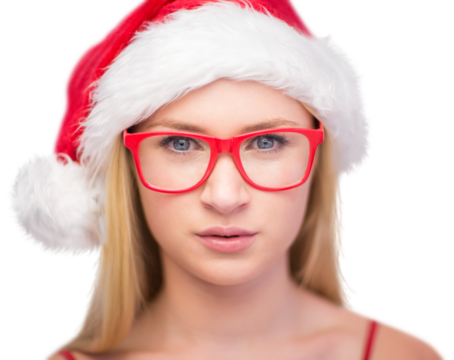 Festive blonde wearing hipster glasses