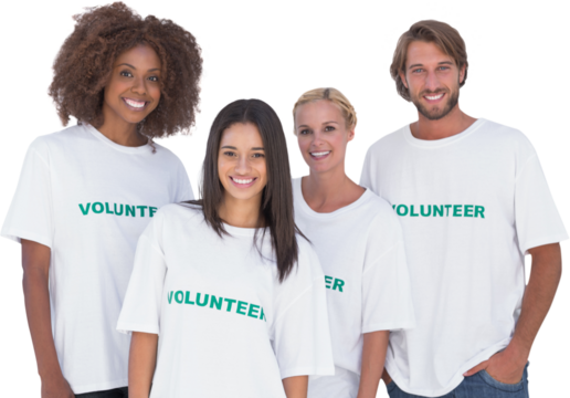 Happy group of volunteers