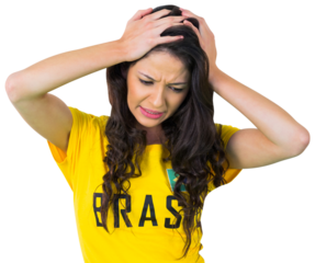 Disappointed football fan in brasil tshirt