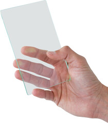 Cropped image of person holding futuristic glass interface