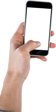 Cropped image of hand holding smart phone