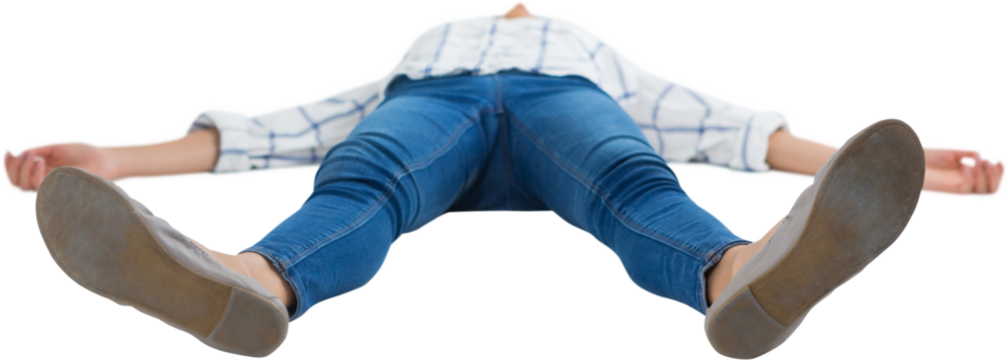 Low section of woman with arms outstretched lying down - Powered by Adobe