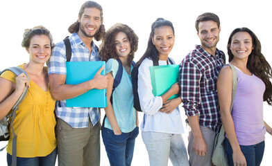 Obraz premium Smiling group of students standing in a row