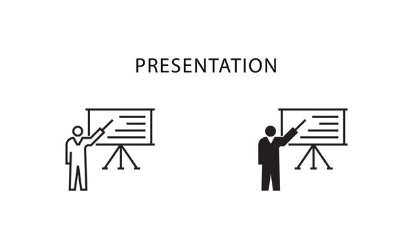 Presentation Line And Solid Icon. User For Web And Mobile App. Vector Design.