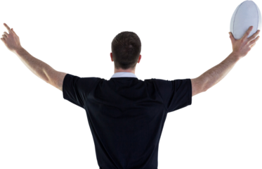 Rugby player about to throw a rugby ball