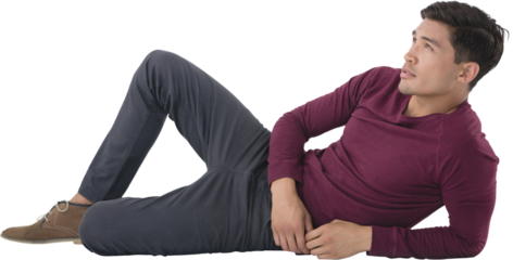 Full length of businessman reclining while looking away