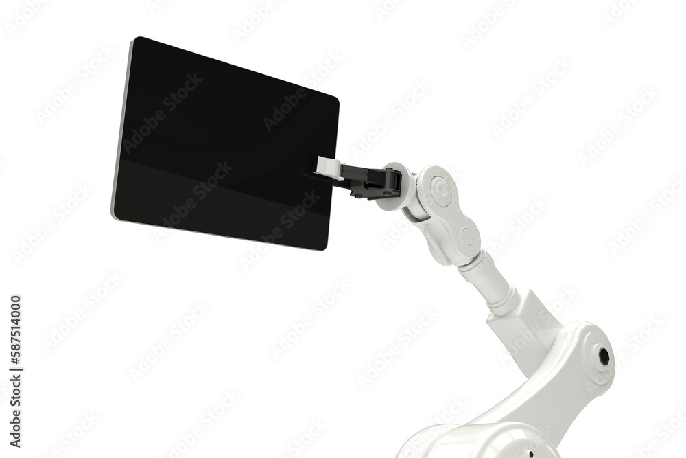 Aufkleber digital generated image of robot with digital tablet