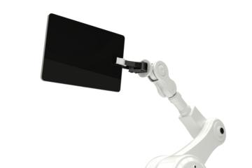 Digital generated image of robot with digital tablet