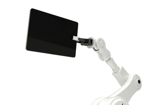 Digital generated image of robot with digital tablet