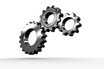 Metal cogs and wheels connecting