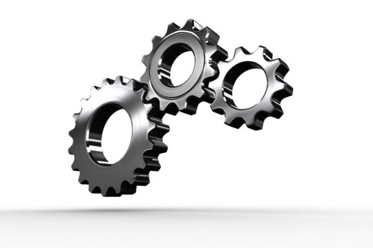 Metal cogs and wheels connecting - Powered by Adobe