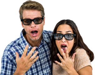 Portrait of shocked couple