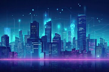 A futuristic cityscape with towering skyscrapers and advanced technology background  Generative AI 