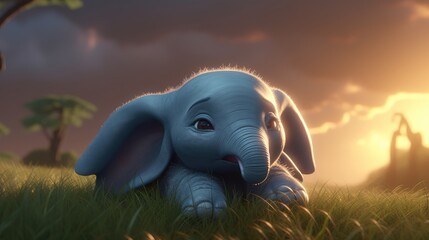 adorable cute baby elephant. Created with Generative AI.