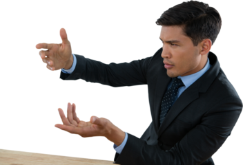 Close up of businessman gesturing during meeting