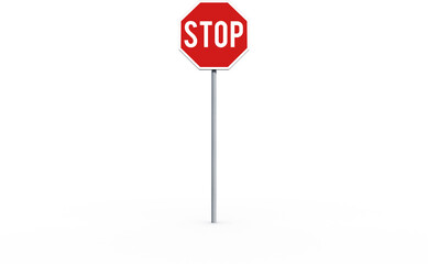 Digital composite image of stop sign with pole - obrazy, fototapety, plakaty
