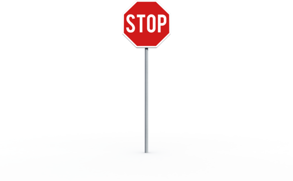 Digital composite image of stop sign with pole