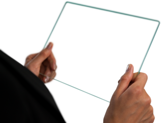 Cropped image of businesswoman holding glass interface