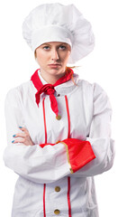 Pretty chef standing with arms crossed