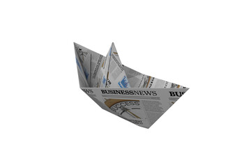 Origami boat made from newspaper page