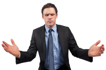Businessman posing with arms out