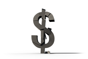 3d image of damaged dollar sign