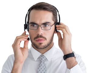 Portrait of a focused businessman with headphone 